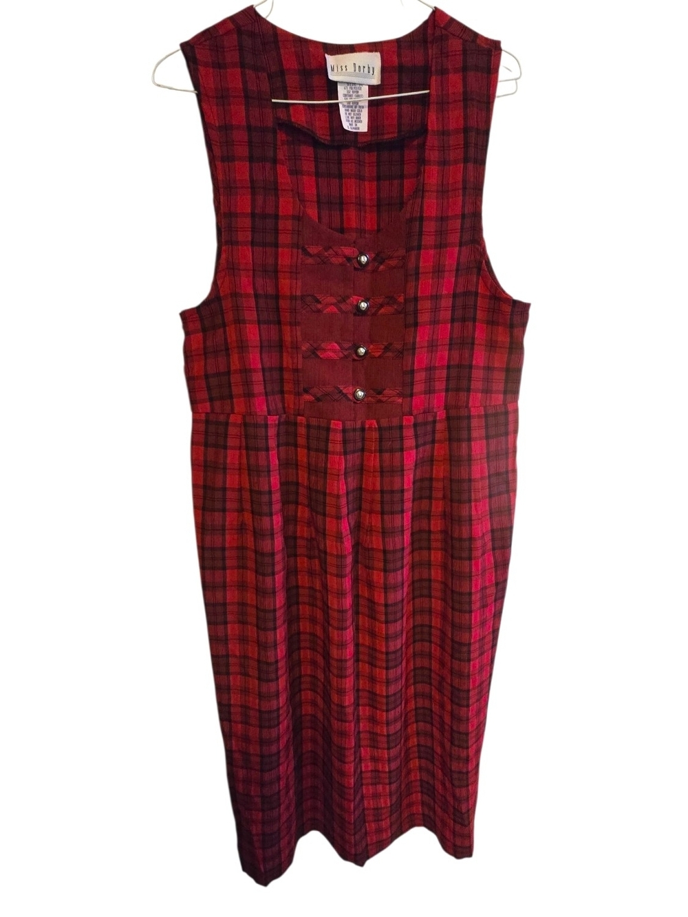 Vintage Miss Dorby Red Plaid Sleeveless Jumper Dress
